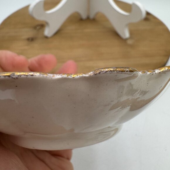 James Kent LTD Longton Made In England, #3091 Floral Trinket Dish 5" Gold Rim - Picture 7 of 9